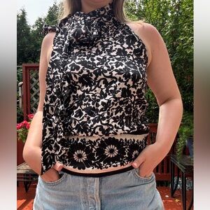 Diane Von Furstenberg Black and White Lace Blouse